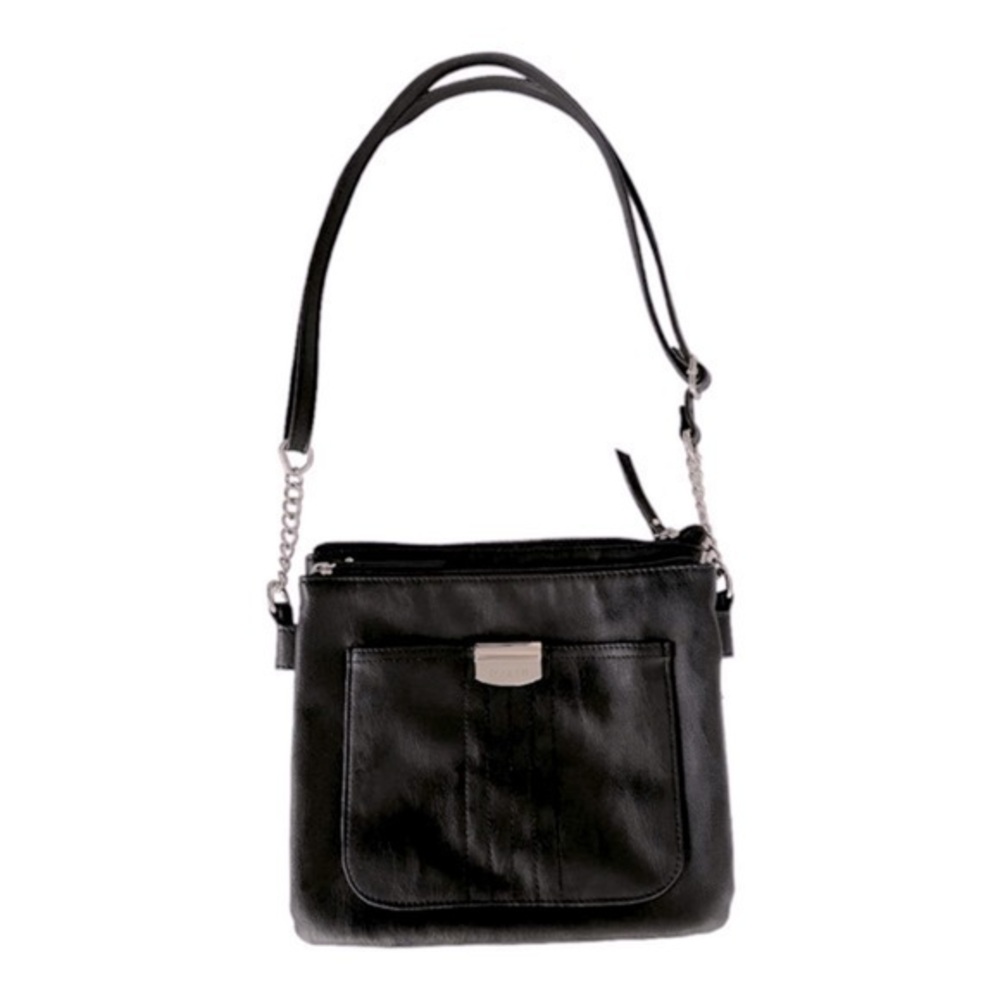 Rossetti Black Vegan Leather Shoulder Bag 10” X 9” Classic Casual